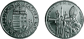 1991 II. JÁNOS PÁL PÁPA MAGYARORSZÁGI LÁTOGATÁSA EMLÉKÉRE - EZÜSTÉRME 1991 II. JÁNOS PÁL PÁPA MAGYARORSZÁGI LÁTOGATÁSA EMLÉKÉRE - EZÜSTÉRME