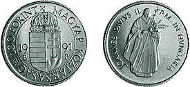 1991 II. JÁNOS PÁL PÁPA MAGYARORSZÁGI LÁTOGATÁSA EMLÉKÉRE - SZINESFÉM ÉRME 1991 II. JÁNOS PÁL PÁPA MAGYARORSZÁGI LÁTOGATÁSA EMLÉKÉRE - SZINESFÉM ÉRME