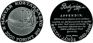 2002 BOLYAI JÁNOS SZÜLETÉSÉNEK 200. ÉVFORDULÓJA - EZÜSTÉRME 2002 BOLYAI JÁNOS SZÜLETÉSÉNEK 200. ÉVFORDULÓJA - EZÜSTÉRME