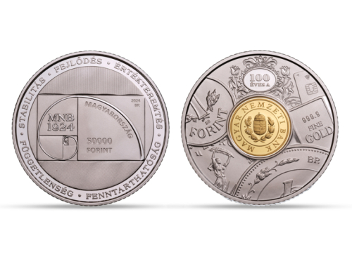 2024. évi 100 éves a Magyar Nemzeti Bank ezüst emlékérme Proof 2024. évi 100 éves a Magyar Nemzeti Bank ezüst emlékérme Proof