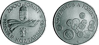 Ötéves a forint - ezüstérme Ötéves a forint - ezüstérme